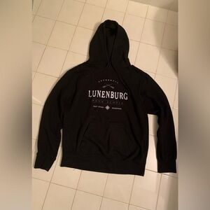Lunenburg, Nova Scotia souvenir hoodie. Black. Size L